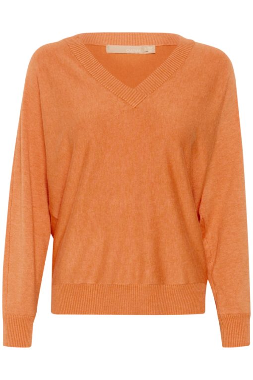 Annemarie v-neck pullover - Russet Orange