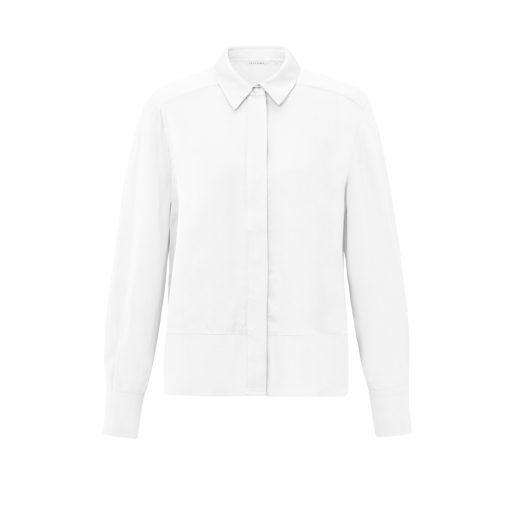 Satin blouse with mixed textures - Pure White