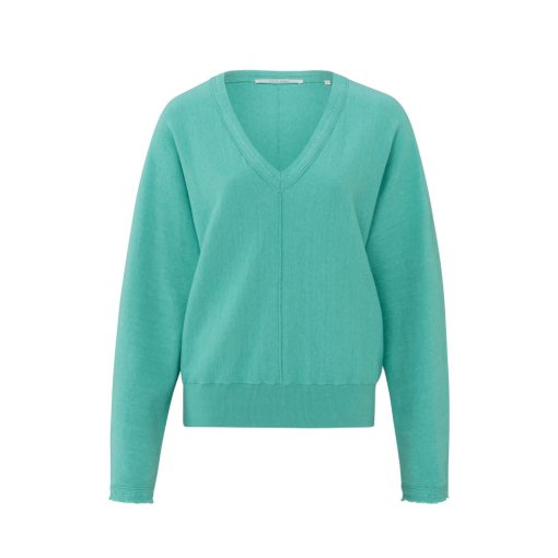 Soft sweater with V-neck and batwing sleeves - Pool Blue