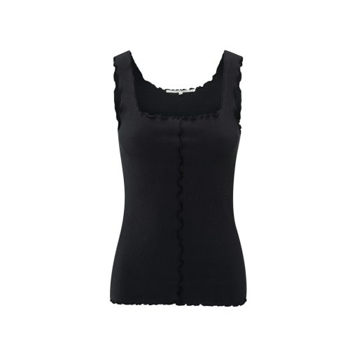 Singlet with frilled seams and fitted silhouette-washed black