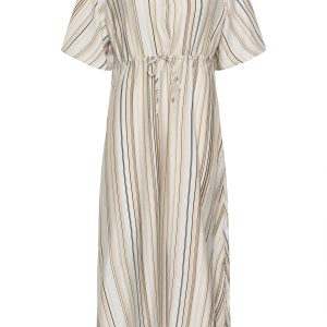 Pella Dress - Blue/Brown Stripe