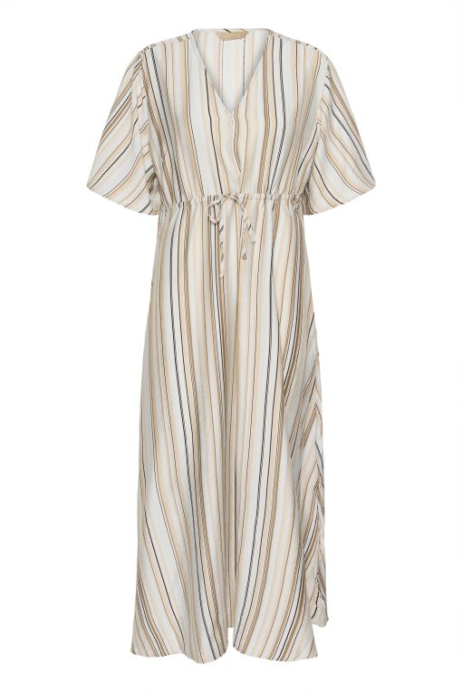 Pella Dress - Blue/Brown Stripe