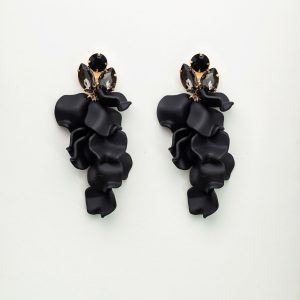 LEAF STONE EARINGS - Black