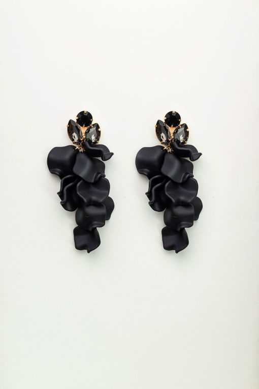 LEAF STONE EARINGS - Black