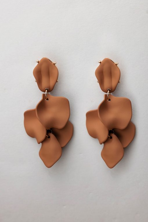 LEAF EARINGS - Camel