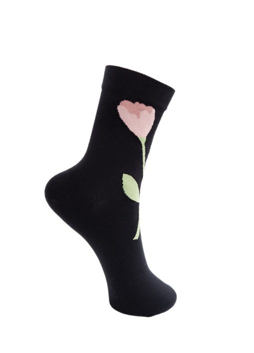 francie flower sock - black