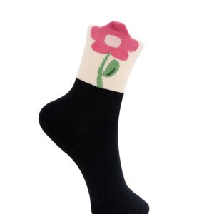 kalea flower sock - black