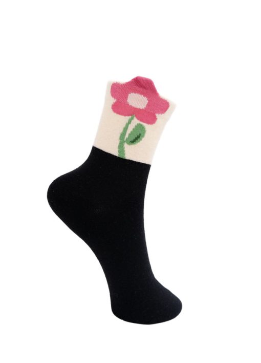 kalea flower sock - black