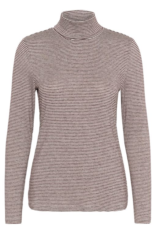 Alexandra Jersey Rollneck - Bordeaux/Whitecap