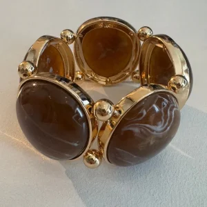 Vala Elastic Bracelet Color: Gold w Brown