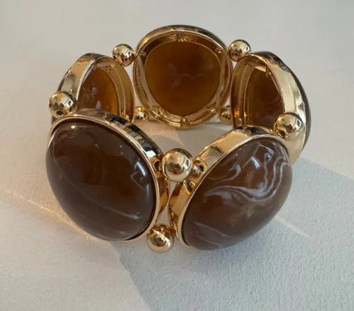 Vala Elastic Bracelet Color: Gold w Brown