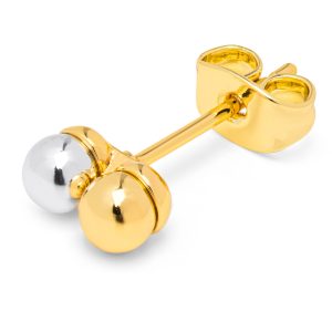 Double Color Ball earring 1 pcs -Gold/Silver