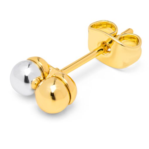 Double Color Ball earring 1 pcs -Gold/Silver