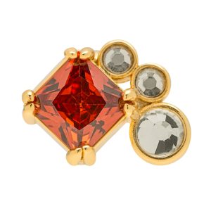 Gala Red Bling Left earring 1 pcs - gold plated