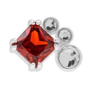 Gala Red Bling Left earring 1 pcs - silver plated