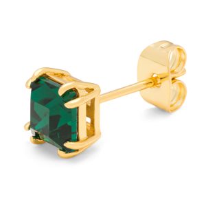 Gala Crystal Bling earring 1 pcs- Emerald/Gold Plated