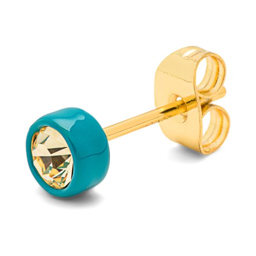 Gala Crystal Round earring 1 pcs -Jonquil/Retro Blue