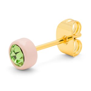 Gala Crystal Round earring 1 pcs -Olivine/Silk Light Pink