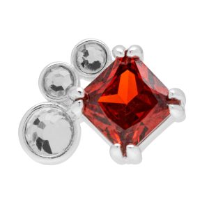 Gala Red Bling Right silver plated earring 1 pcs