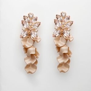 Leaf Big Stone Earrings Color- Nougat