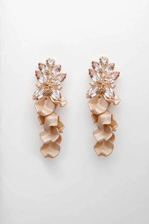 Leaf Big Stone Earrings Color- Nougat