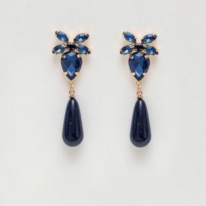 Stone Drop Earrings Color: Navy