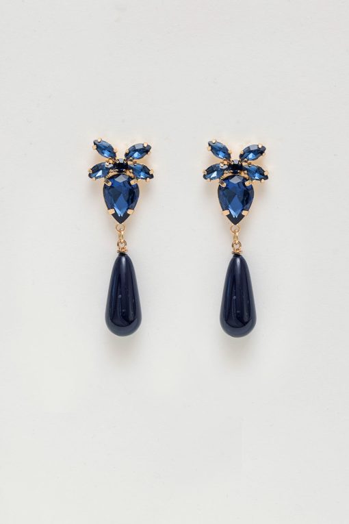 Stone Drop Earrings Color: Navy
