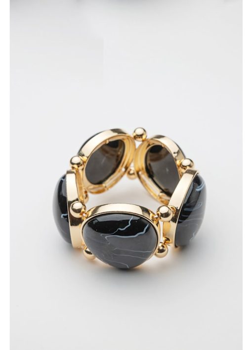 Vala Elastic Bracelet Color: Gold w Black