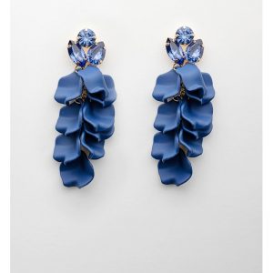 LEAF STONE EARINGS -NAVY