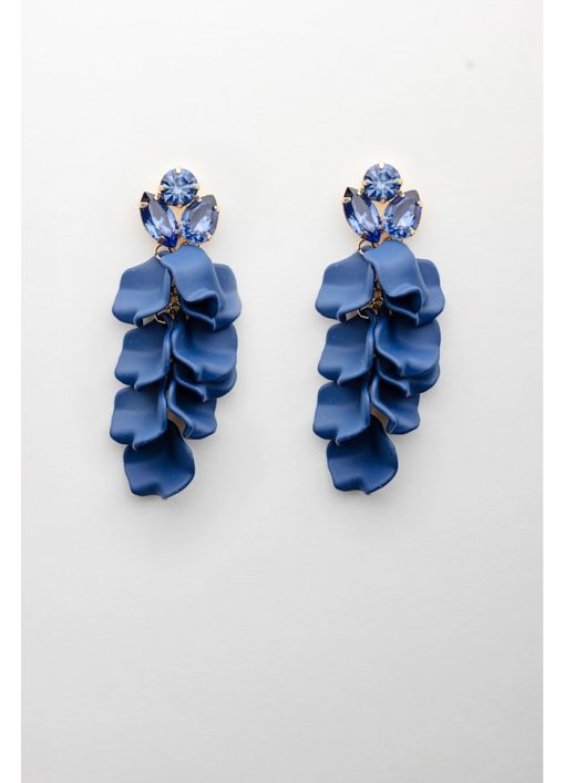 LEAF STONE EARINGS -NAVY