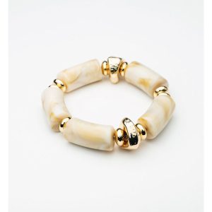 Luna Bead Bracelet Color: Beige melange w gold