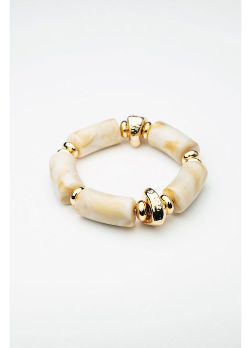Luna Bead Bracelet Color: Beige melange w gold