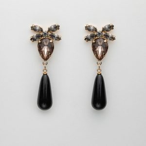 Stone Drop Earrings Color: Black