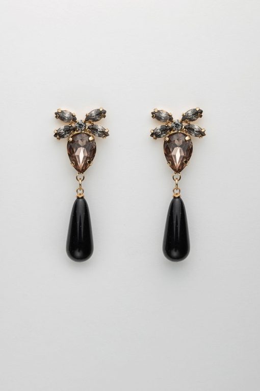 Stone Drop Earrings Color: Black