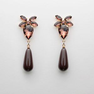 Stone Drop Earrings Color: Brown