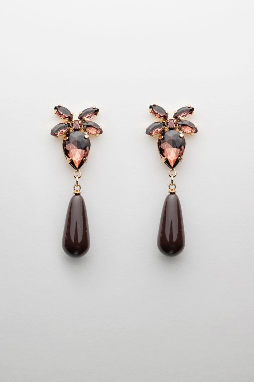 Stone Drop Earrings Color: Brown