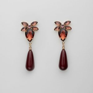 Stone Drop Earrings Color: Burgundy