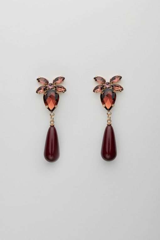 Stone Drop Earrings Color: Burgundy