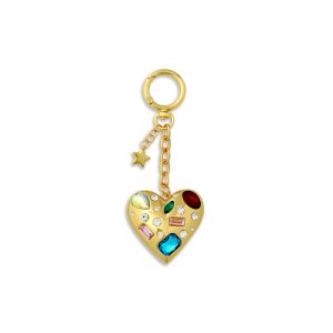 GEM HEART BAG CHARM-Golden // Mix One size