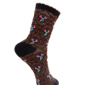 BCBRUNA FLOWER SOCK-Coffee