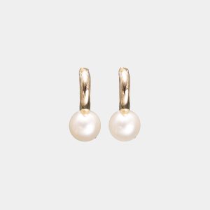 AMELIE PEARL HOOPS-Pearl White