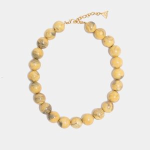 BOLD PEARL NECKLACE-Butter Yellow