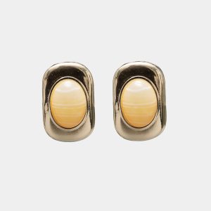 EDEN STONE EARRINGS-Gold w Marble Sand