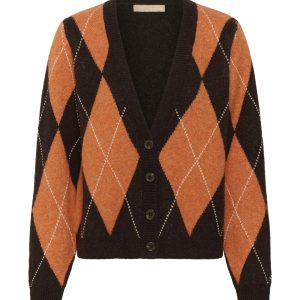 Argyle Cardigan-Brown Argyle