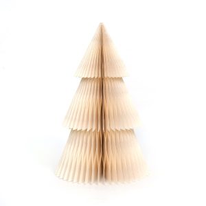 paper honeycomb tree with gold paint ivory -30